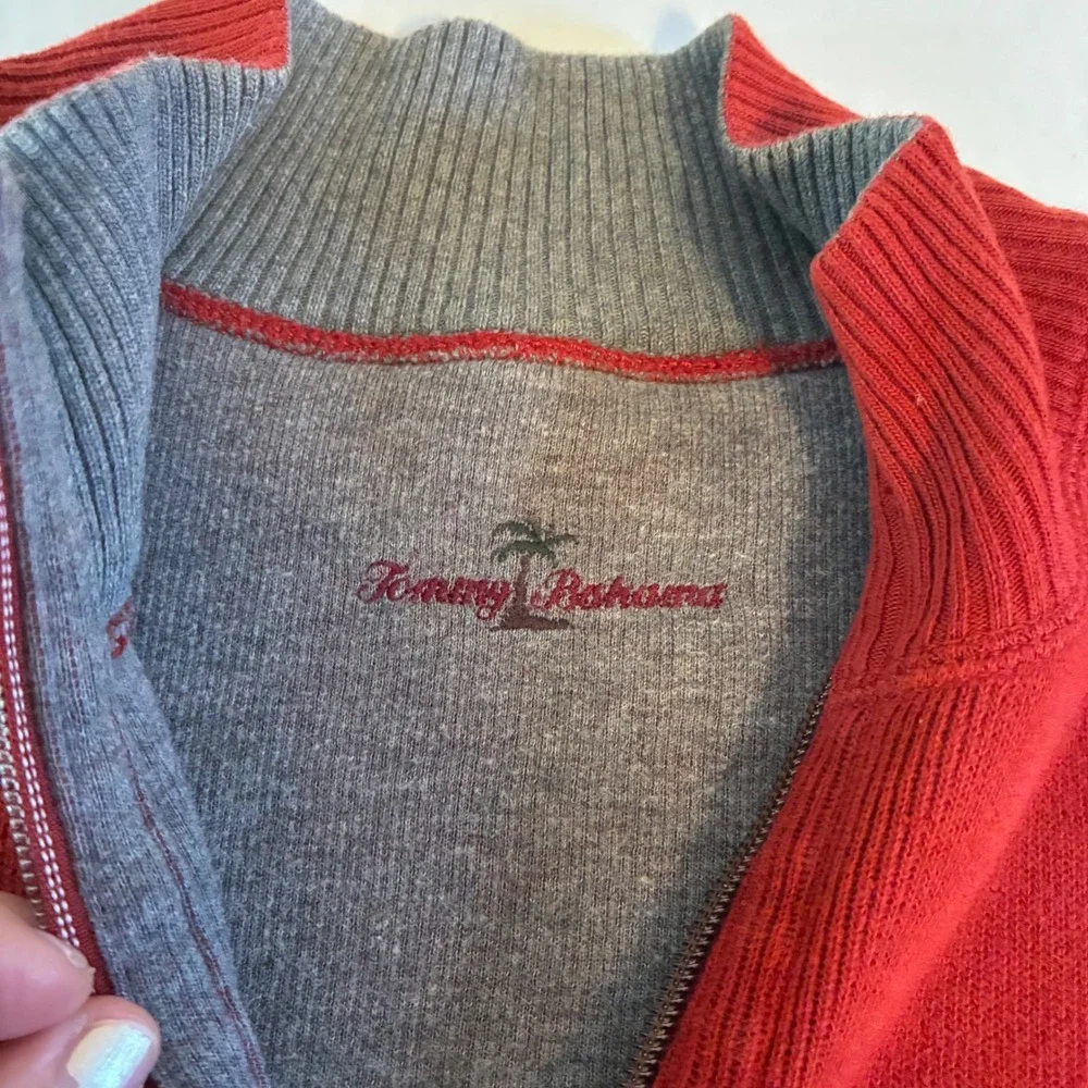 Tommy Bahama Reversible Pro Pullover Mens 1/4 Zip Sweater Red Gray Mock Neck XL